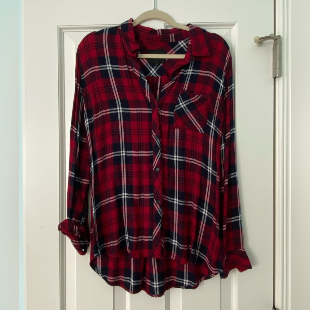Women’s Red Plaid Flannel Shirt